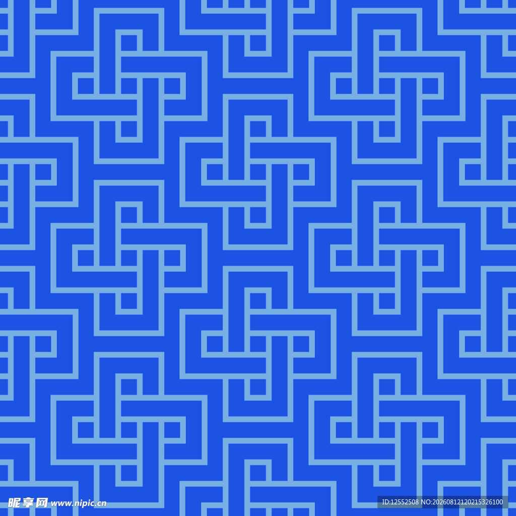 蓝色几何回纹图案背景