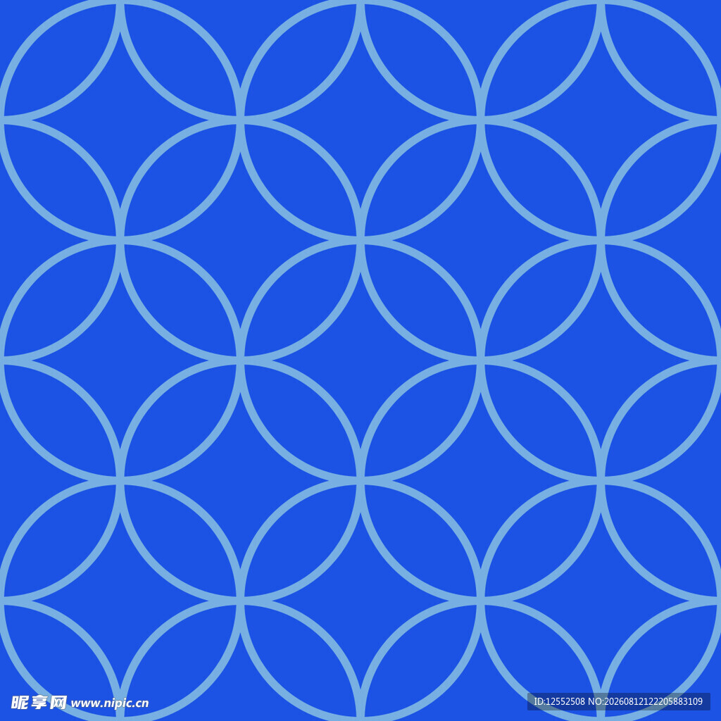 蓝色几何环形无缝图案
