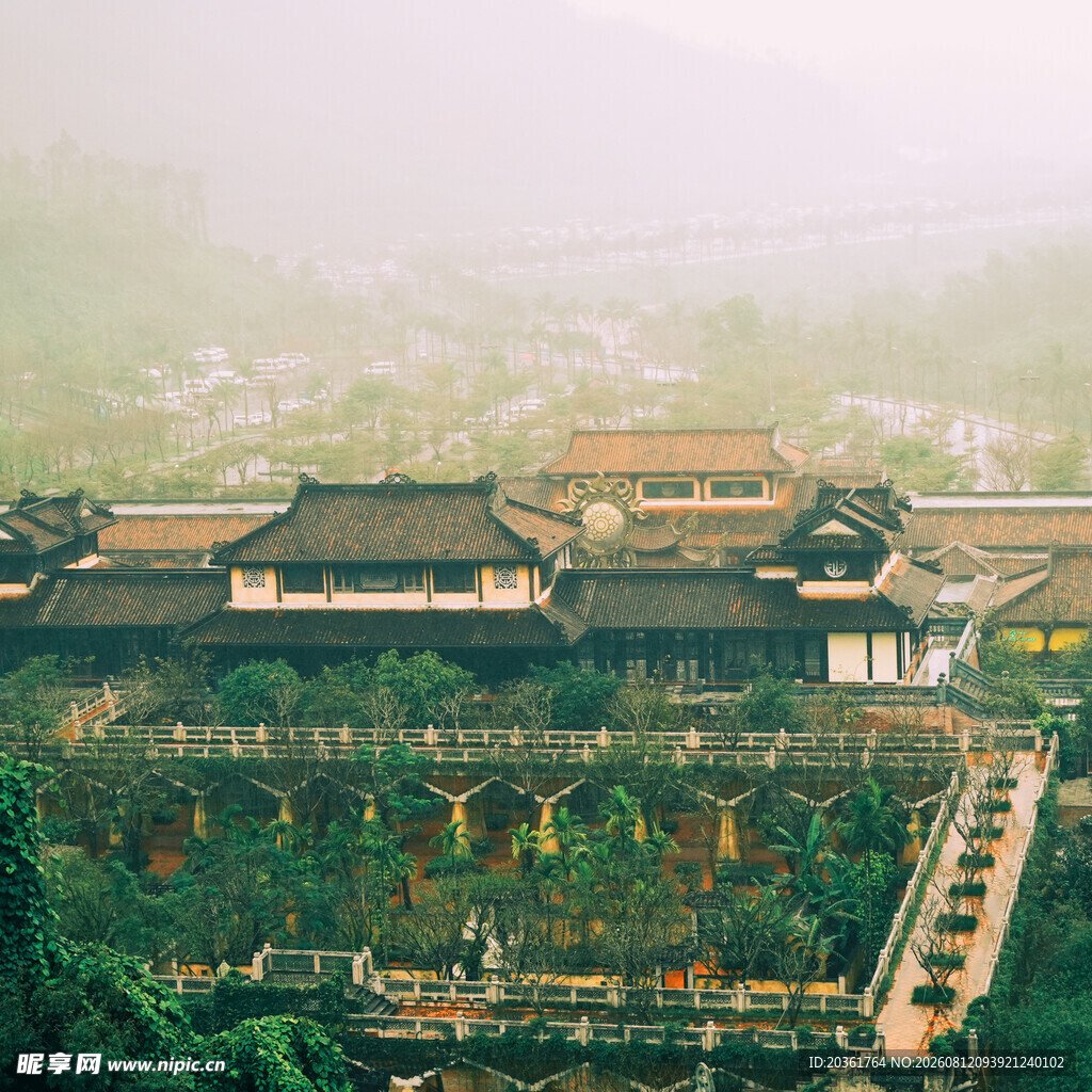 中式古建筑群俯瞰景观