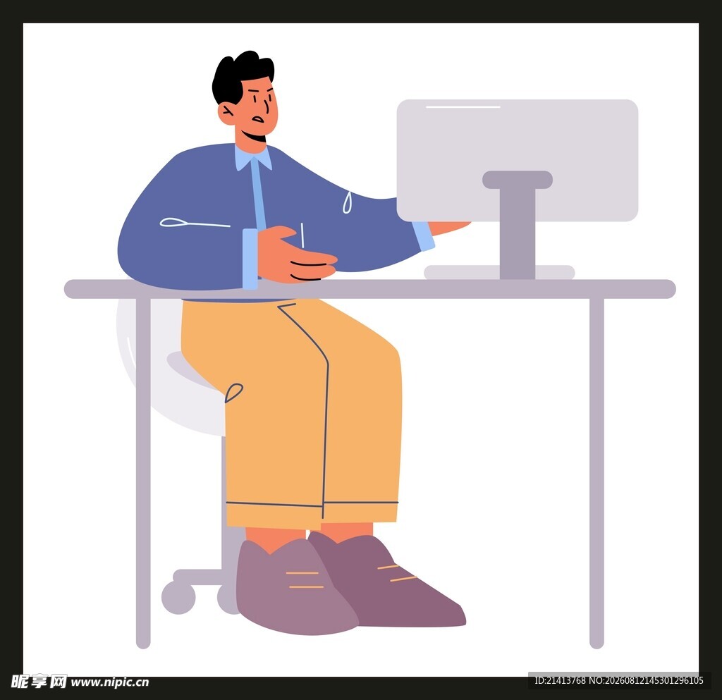 男子桌边操作电脑