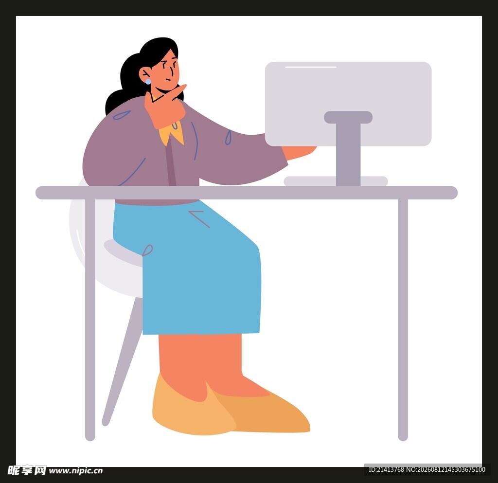 办公女性专注电脑前