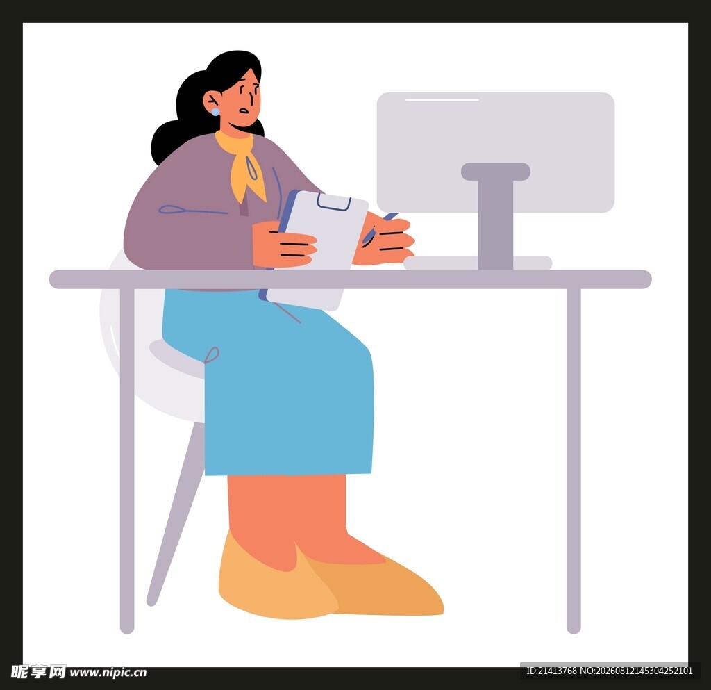 办公女性桌边惬意喝咖啡