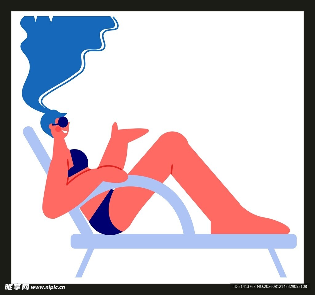 躺椅上抽烟的休闲女性