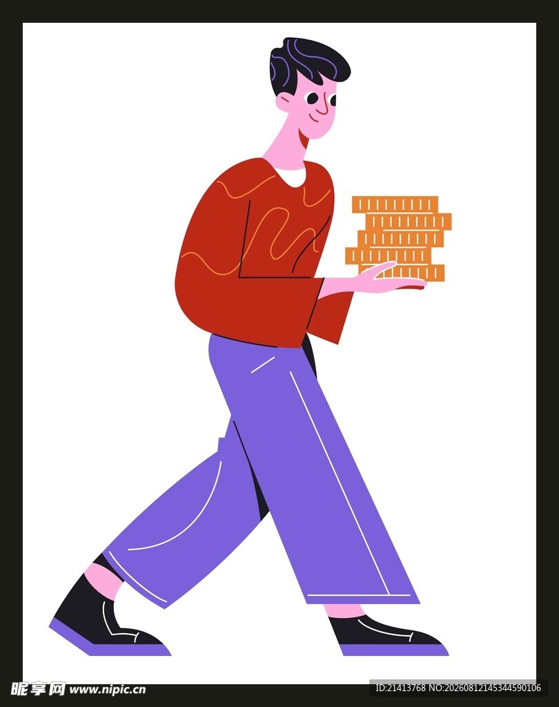 男子手持书籍稳步前行
