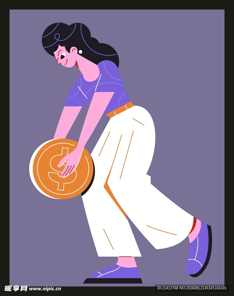 女子手持金盘优雅姿态