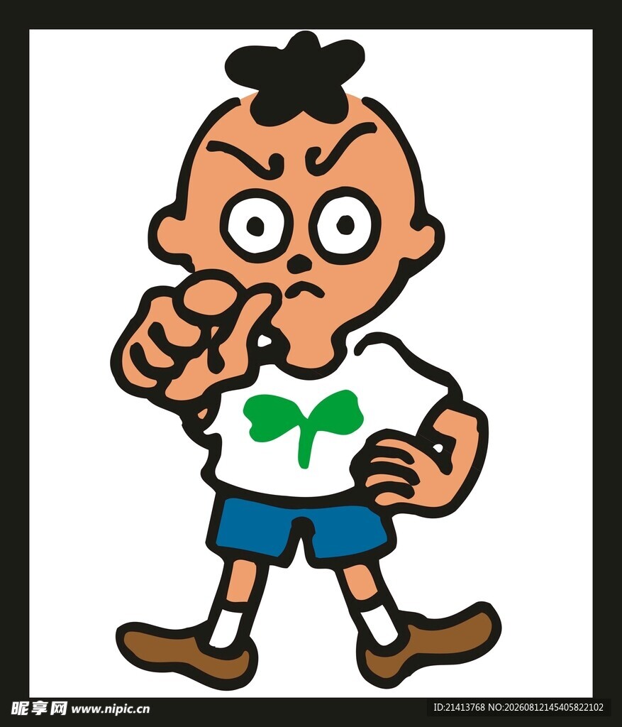 搞怪卡通男孩做鬼脸