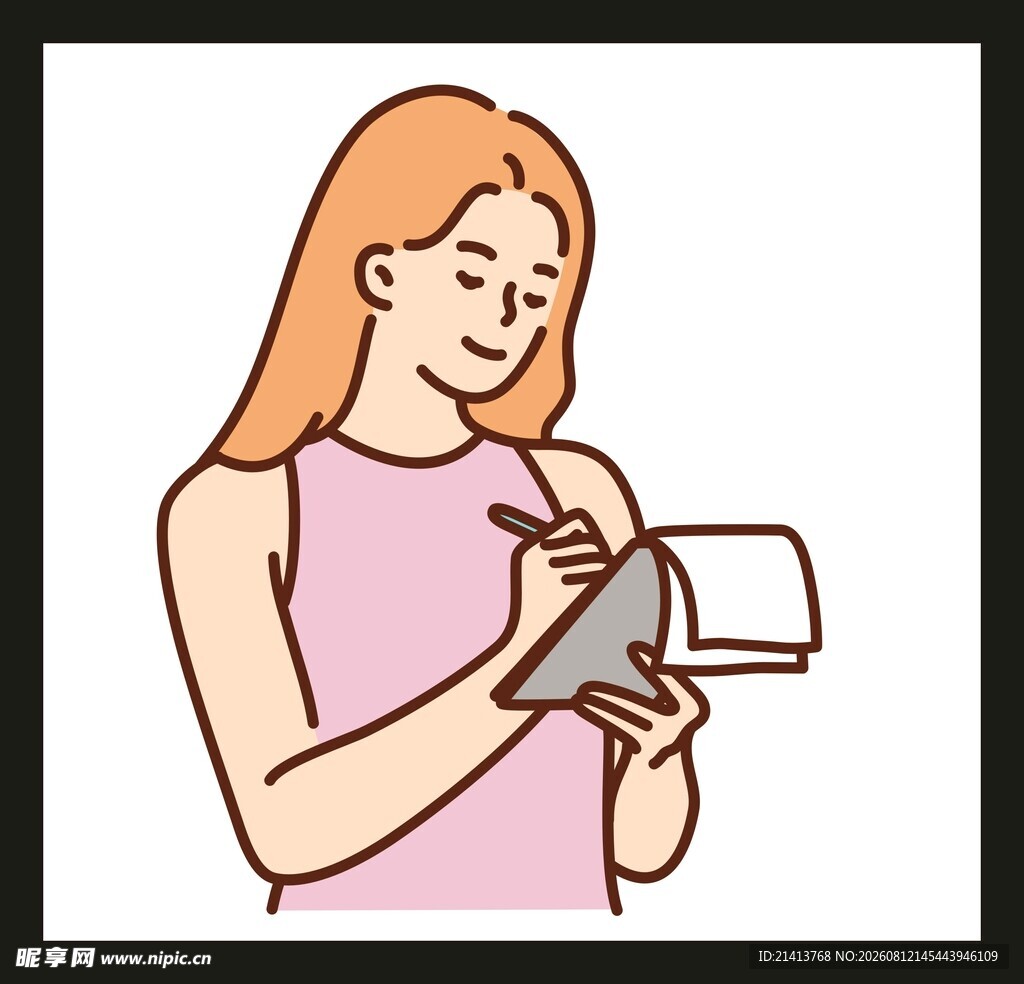 女子手持纸笔专注记录