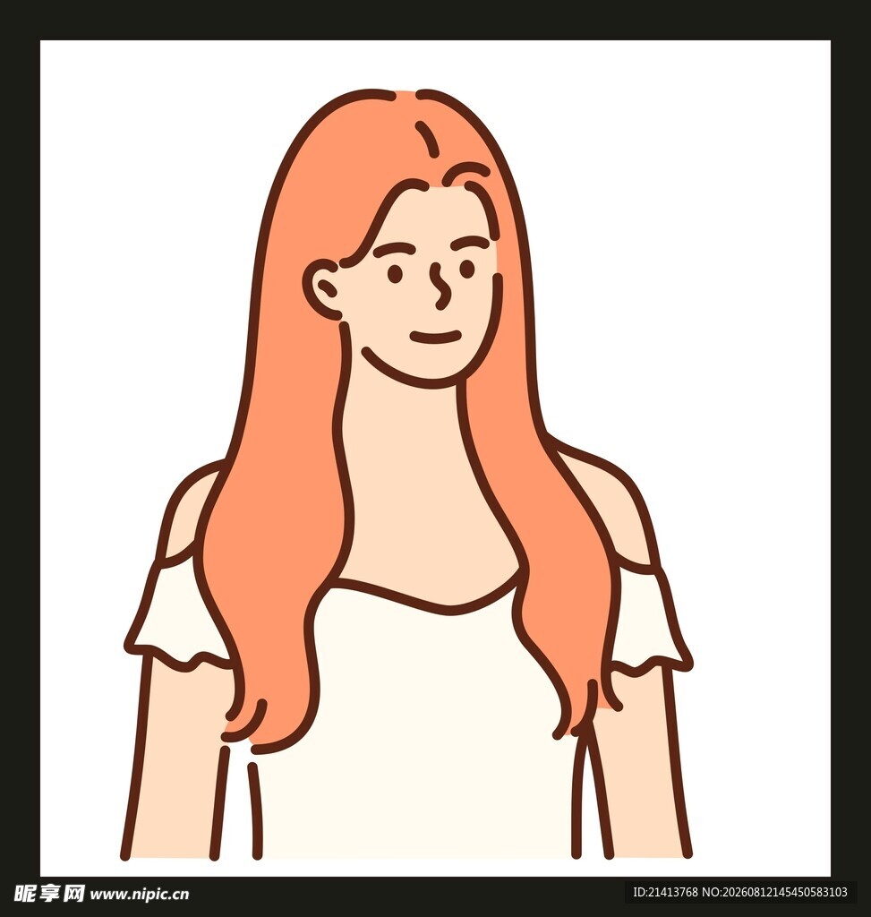 红发露肩女子插画