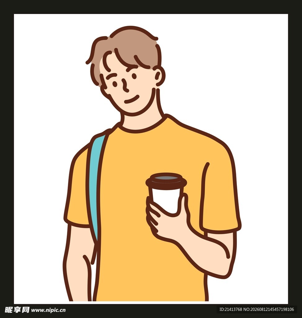 手持咖啡的休闲男子