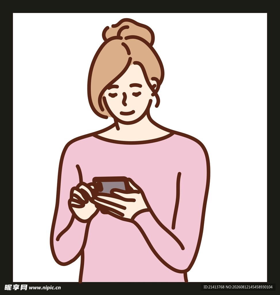 女子手持咖啡专注看手机