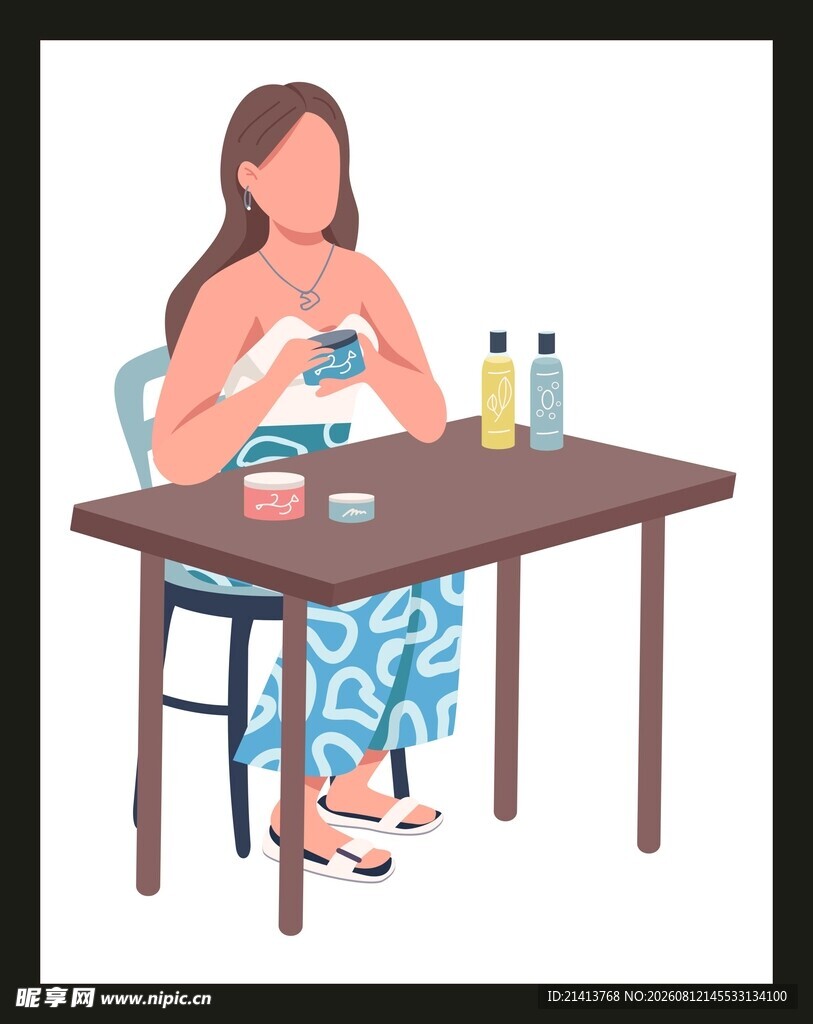 女子桌前享受饮品时光