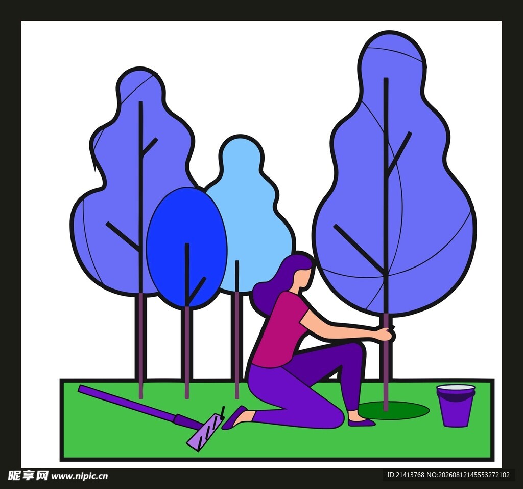 女性专注于花园种植场景