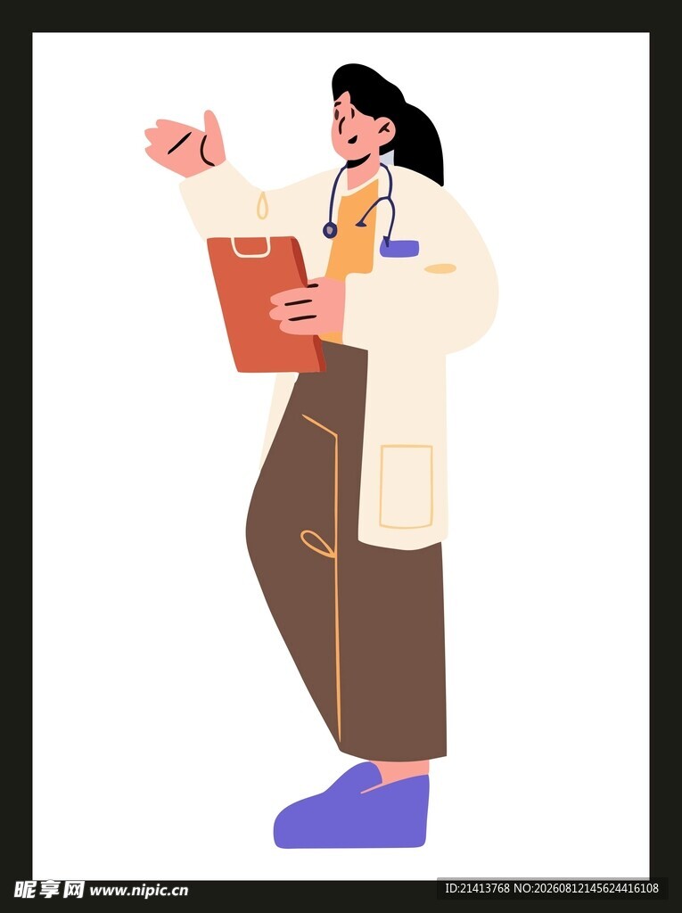 女医生手持文件夹与试管