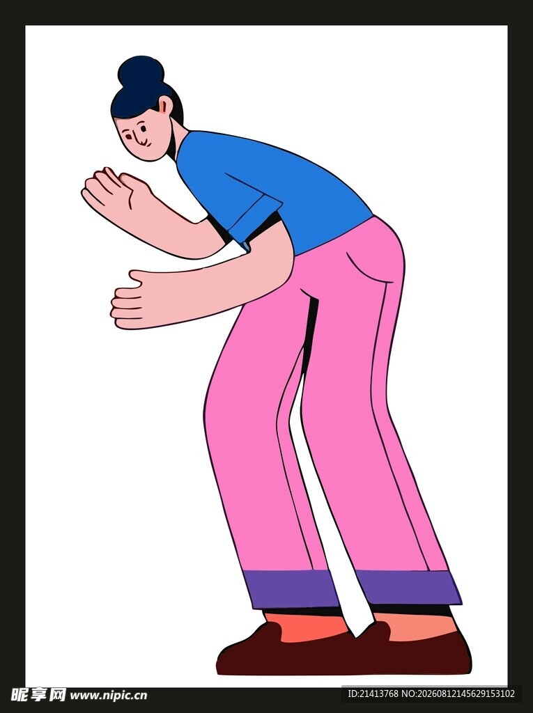 弯腰男子的动态姿势