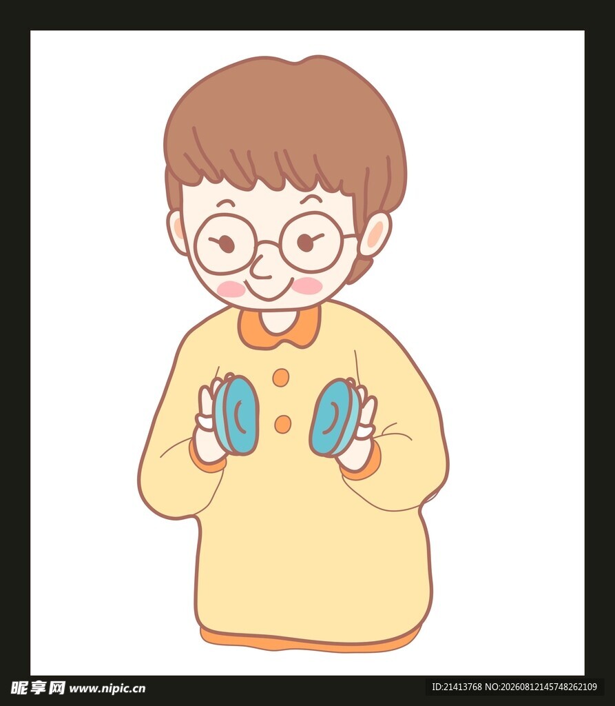 戴眼镜男孩手持物品