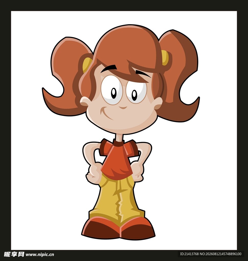 扎双马尾的可爱小女孩