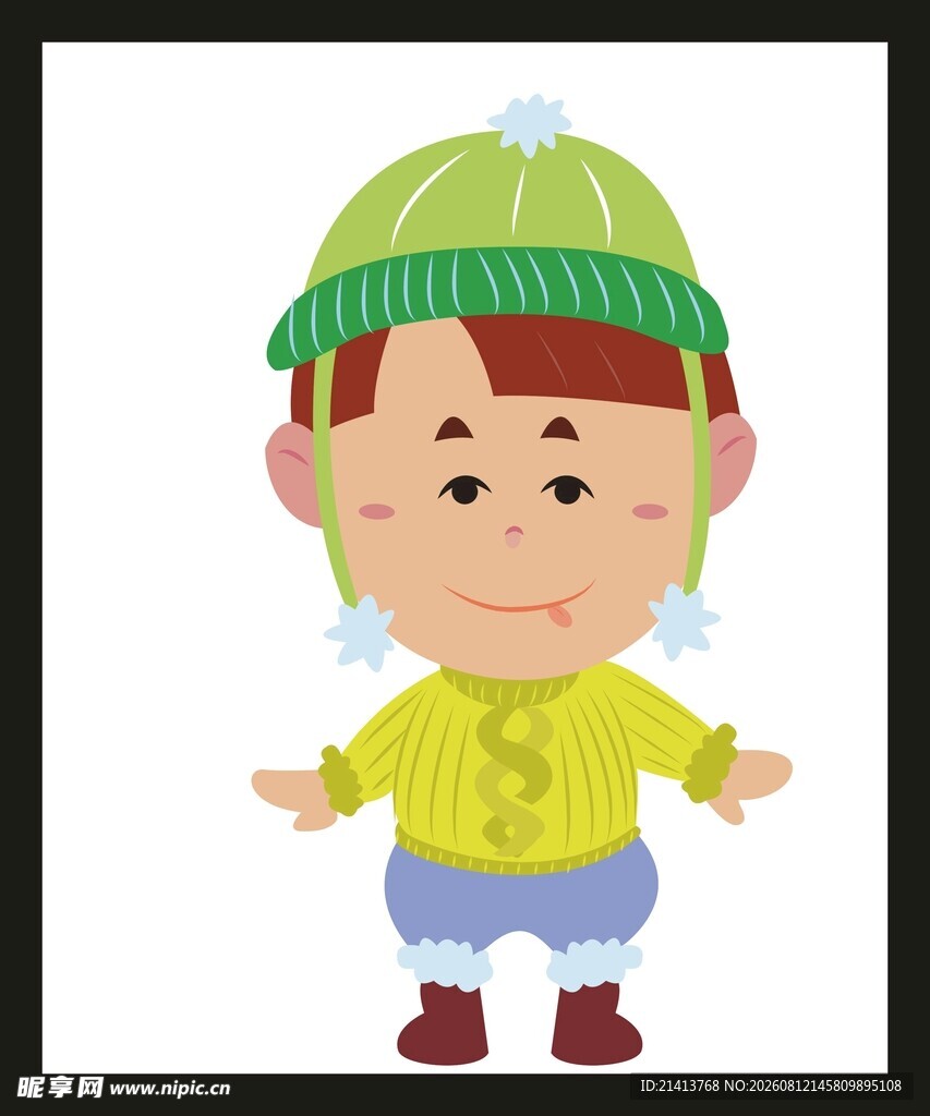 戴帽小男孩的可爱形象