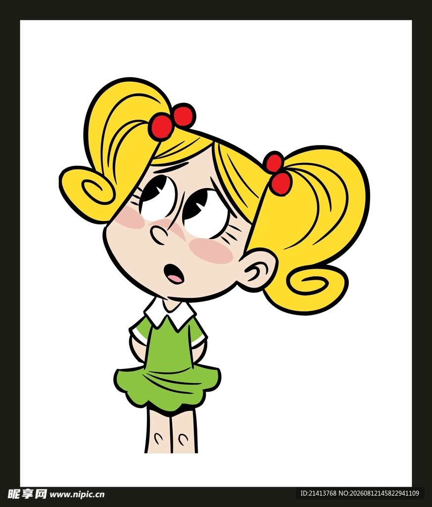 生气的双马尾小女孩