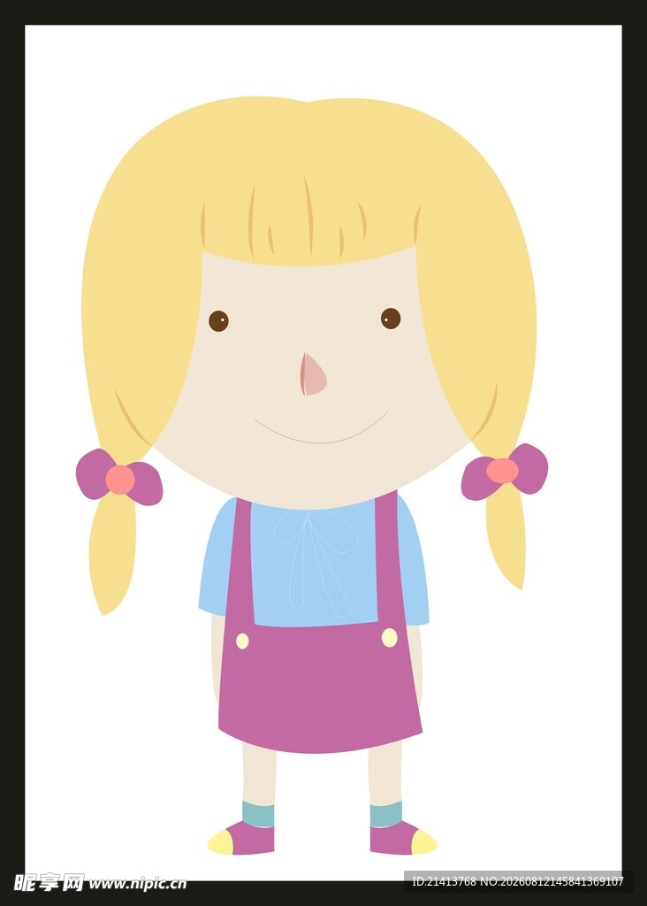 扎双马尾的可爱小女孩