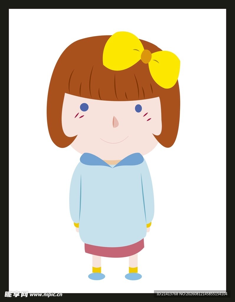 卡通短发女孩形象