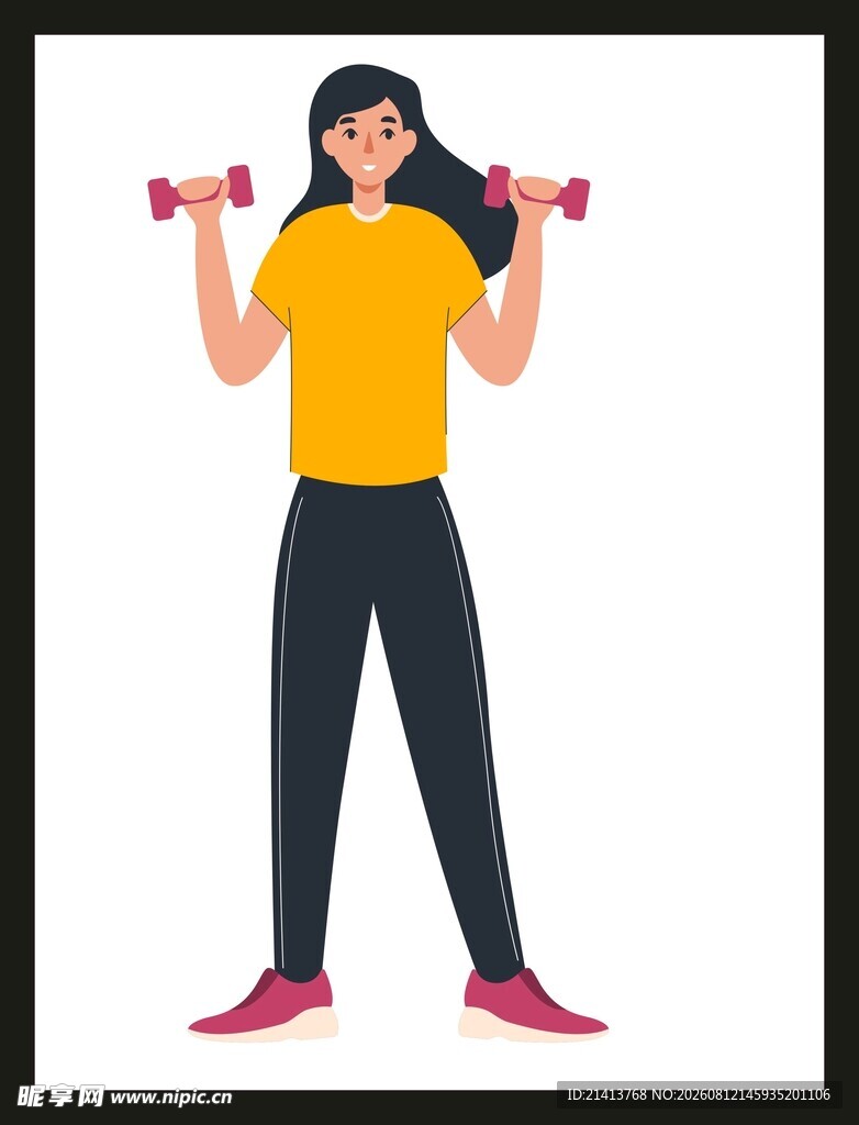 女子手持哑铃健身