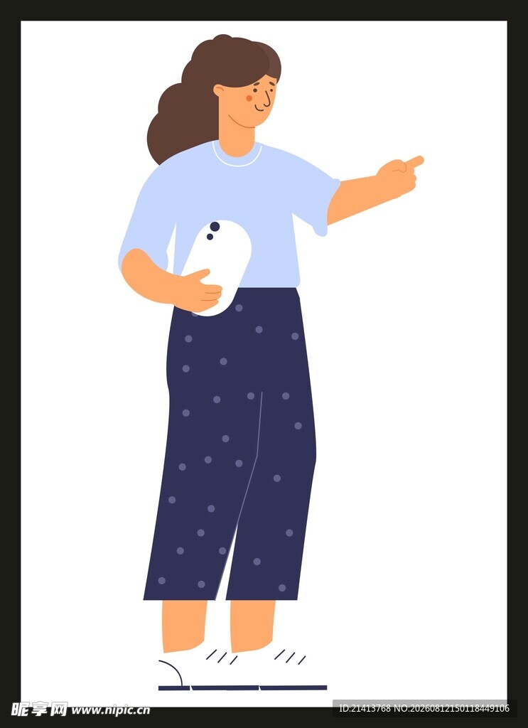 抱猫女子伸手示意