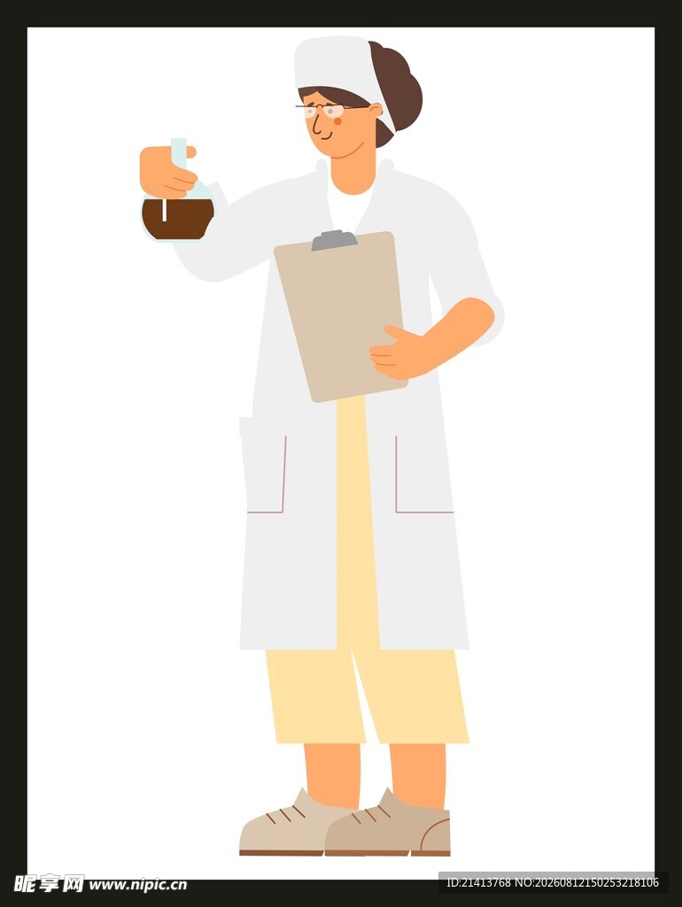 女科学家手持样本与记录板