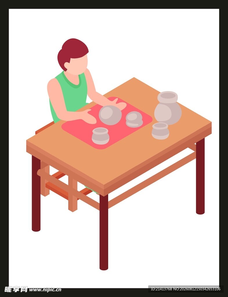 女子桌边摆放餐具