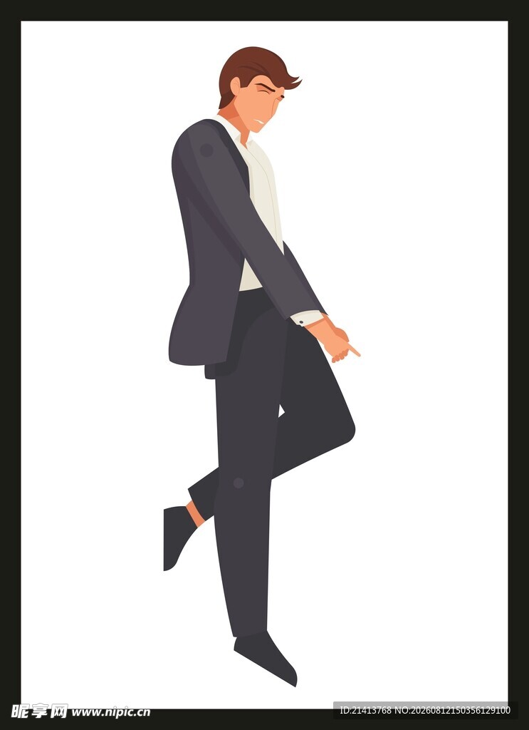 商务男士行走姿态插画