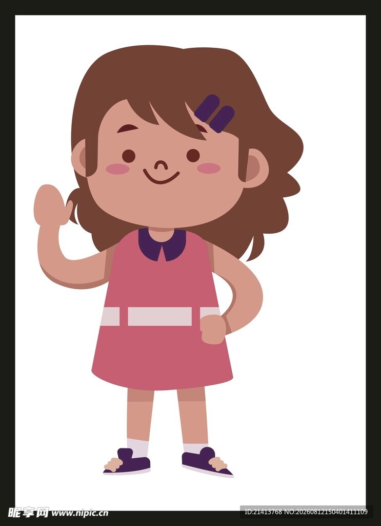 可爱挥手小女孩
