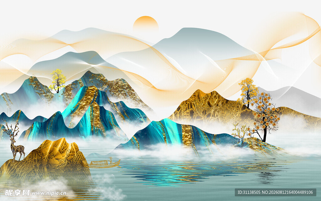 新中式风格的山水装饰画