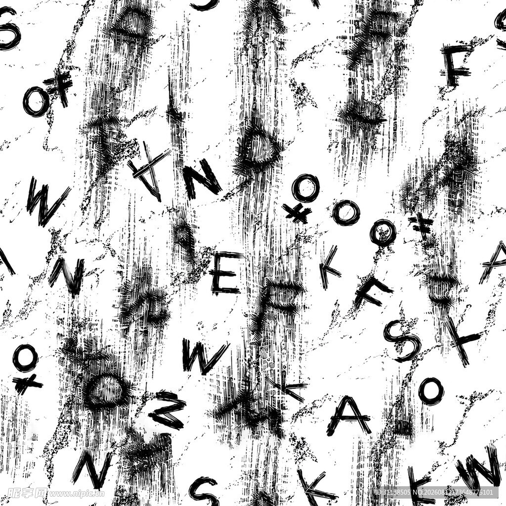 黑白字母抽象纹理背景图