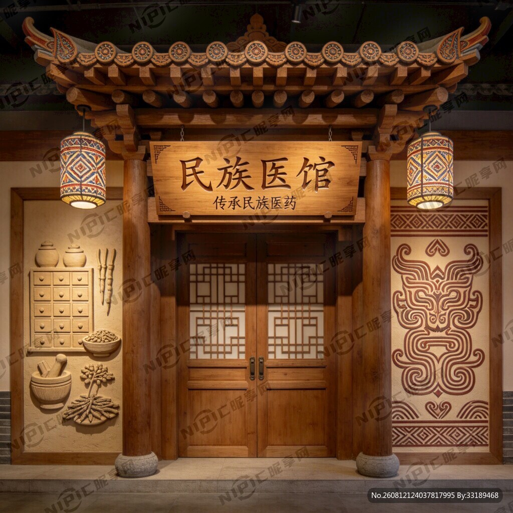 做一张少数民族及中医馆的门头图