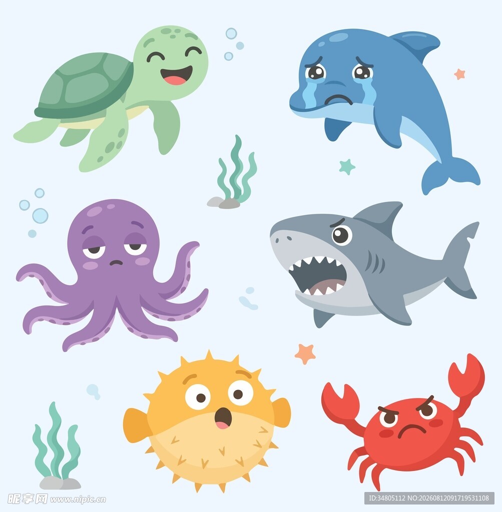 卡通海洋生物