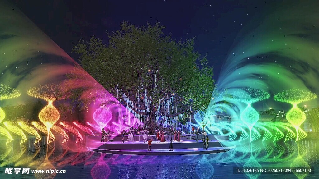 梦幻喷泉夜景灯光秀