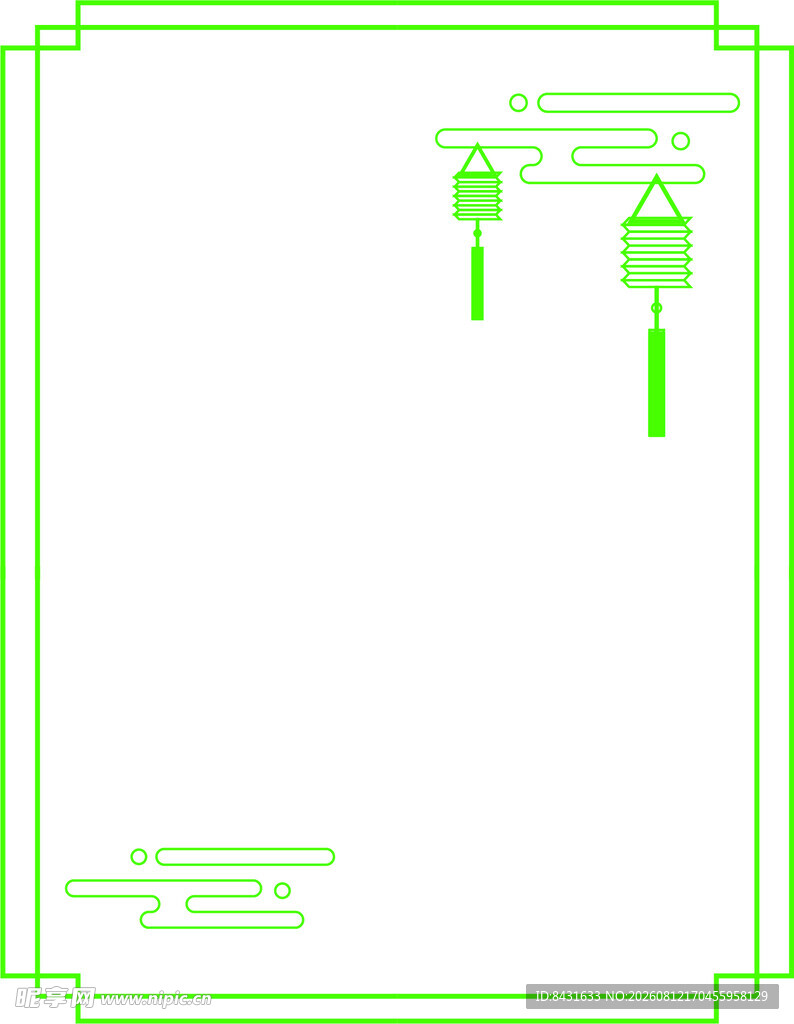 简约绿色边框工具图案背景