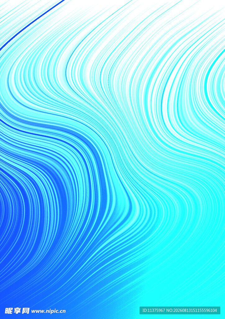 蓝绿渐变波浪线条背景图