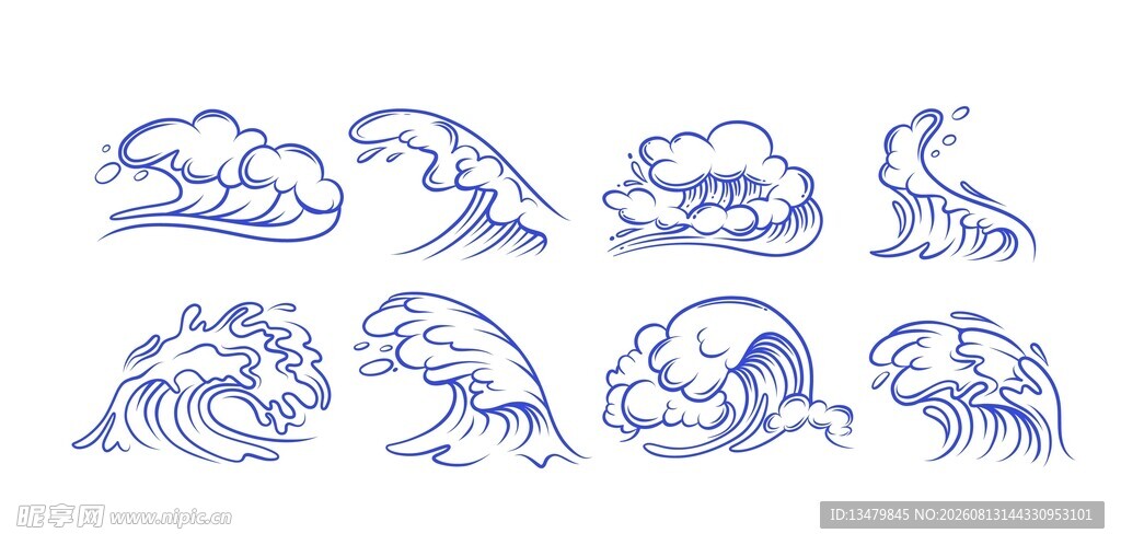 手绘海浪图案