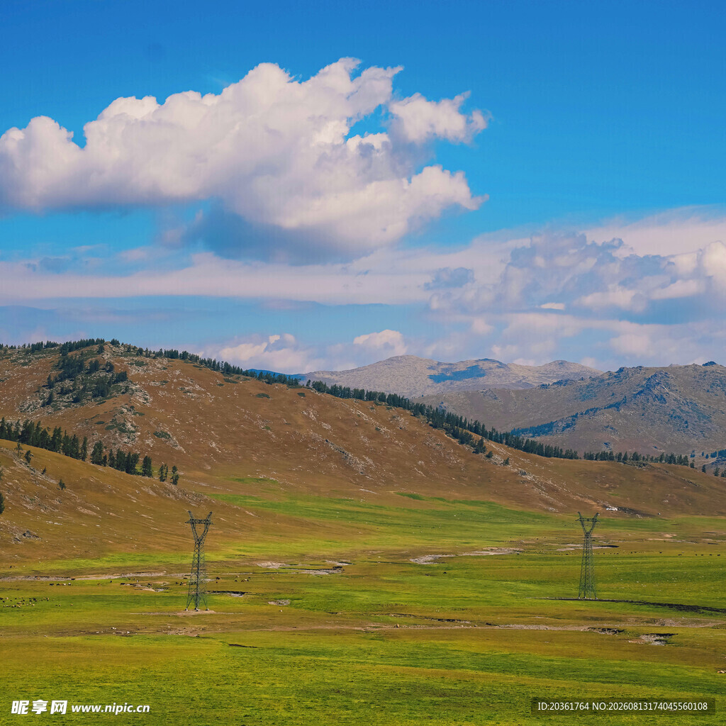 草原风光与远处山峦美景