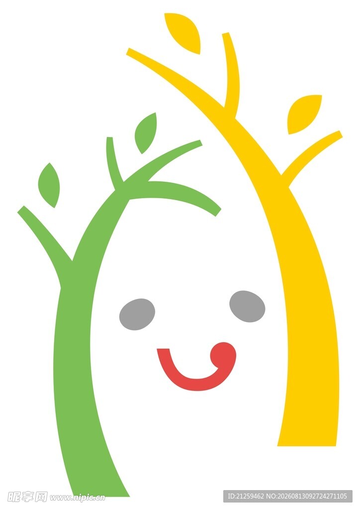 笑脸树木图标设计元素