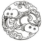 圆形黑白鱼纹装饰图案