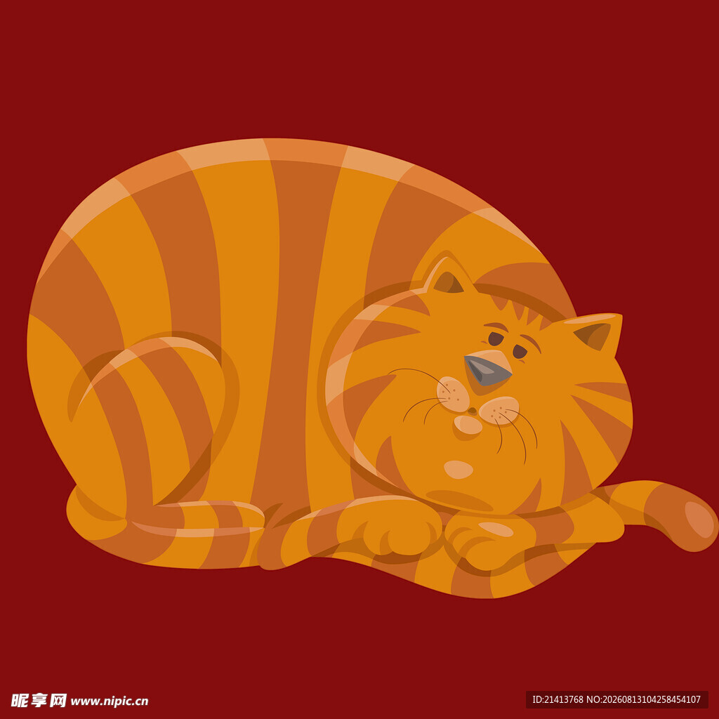 橘色条纹猫咪惬意趴卧