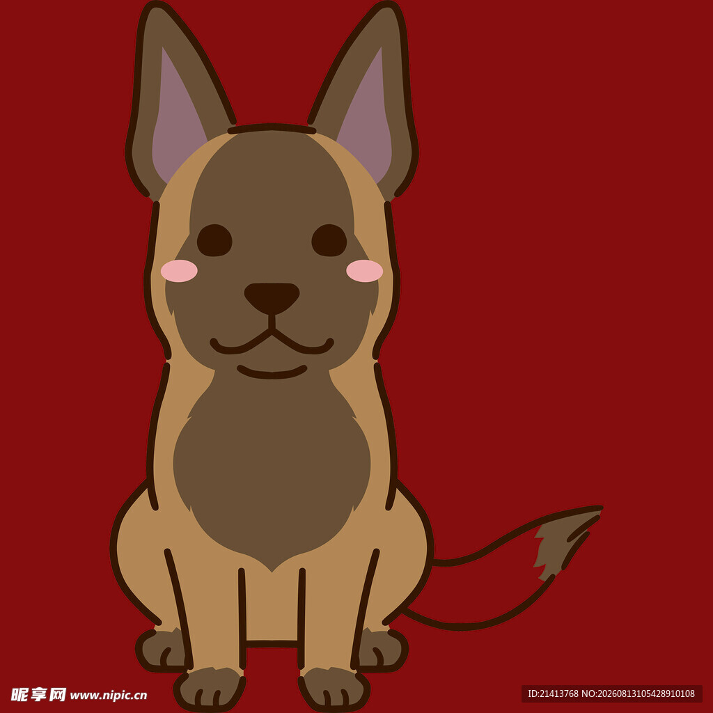 可爱的卡通法国斗牛犬