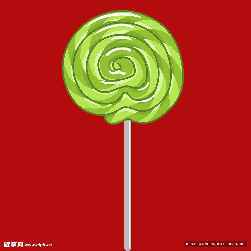 绿色螺旋棒棒糖特写
