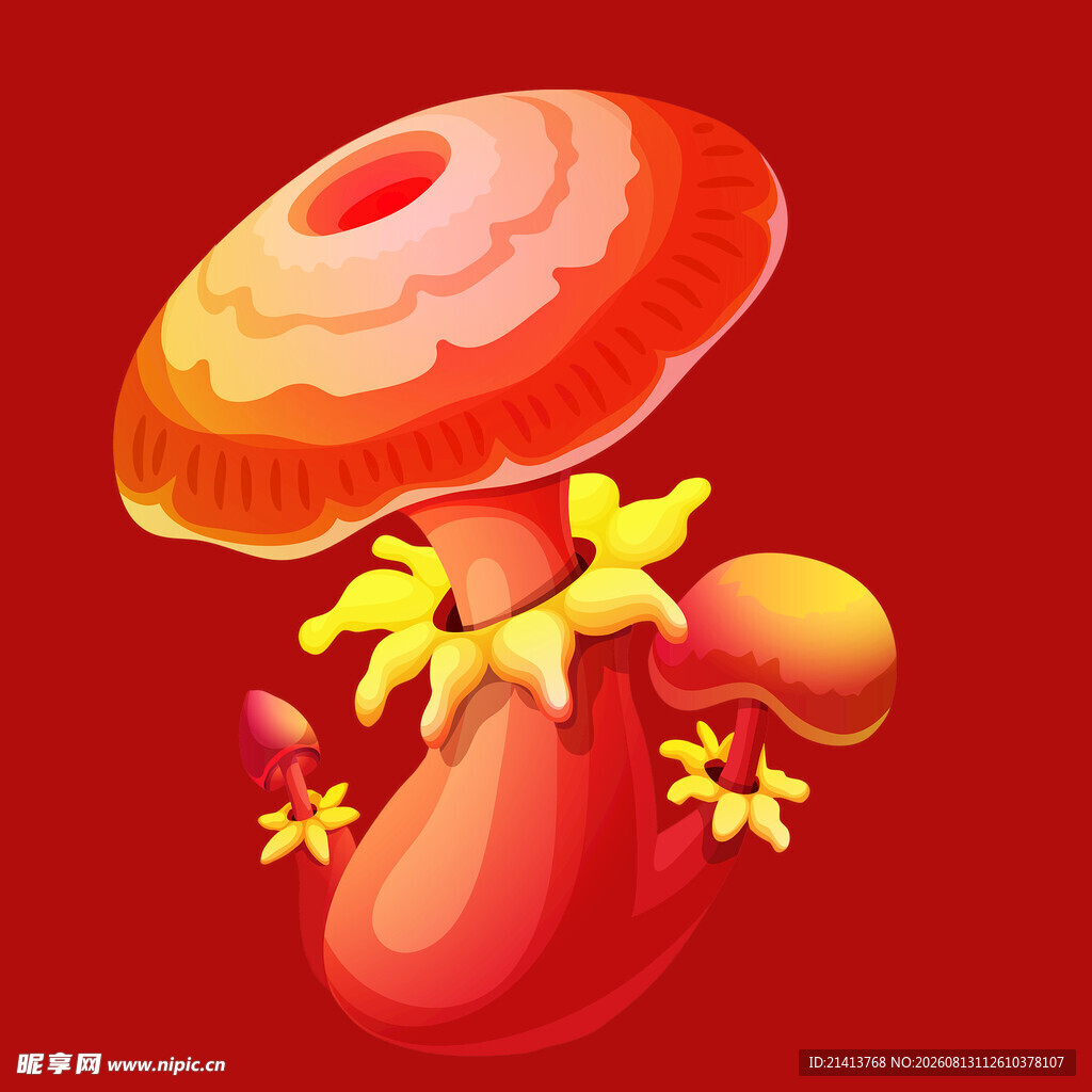 奇幻红蘑菇插画