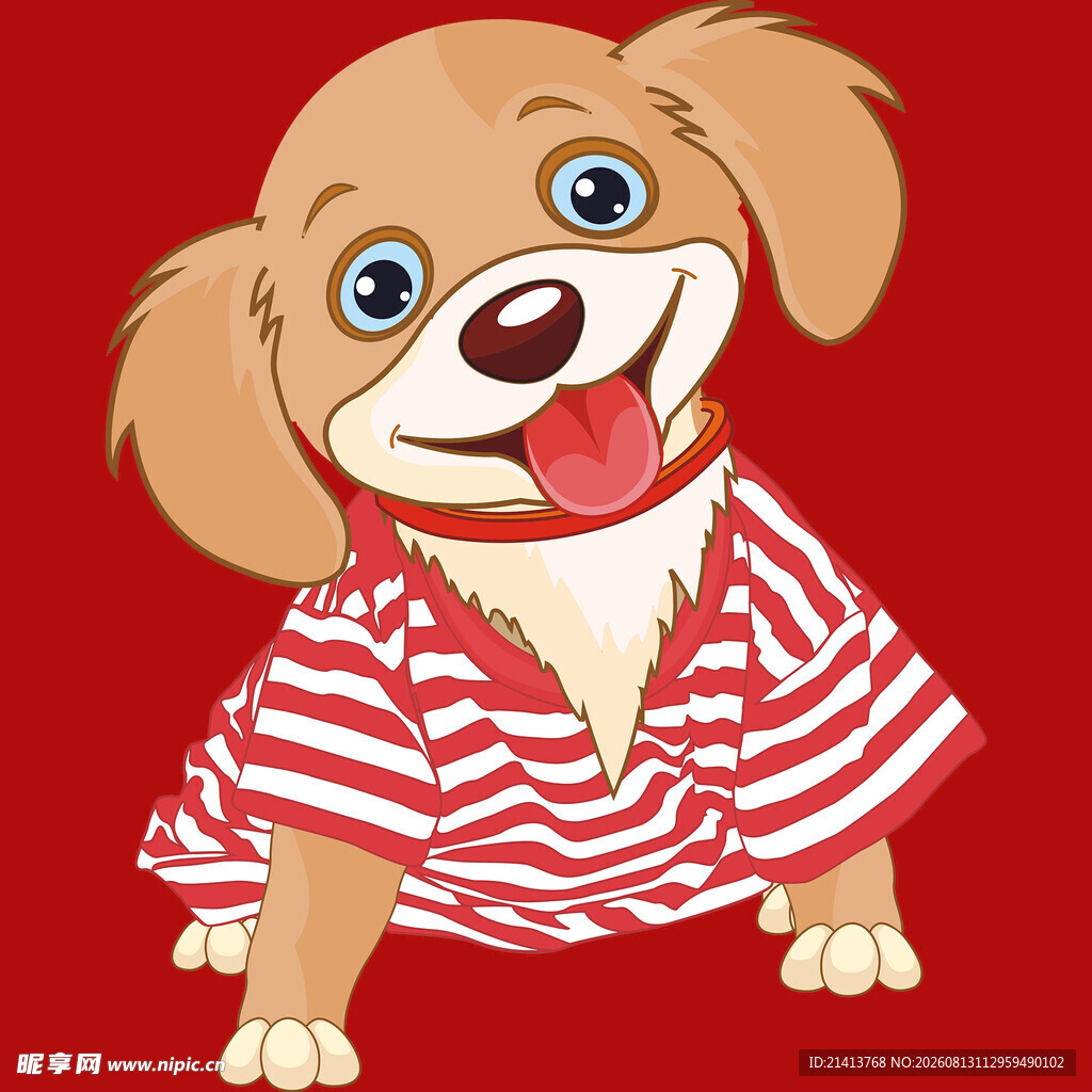 穿条纹衣的可爱小狗