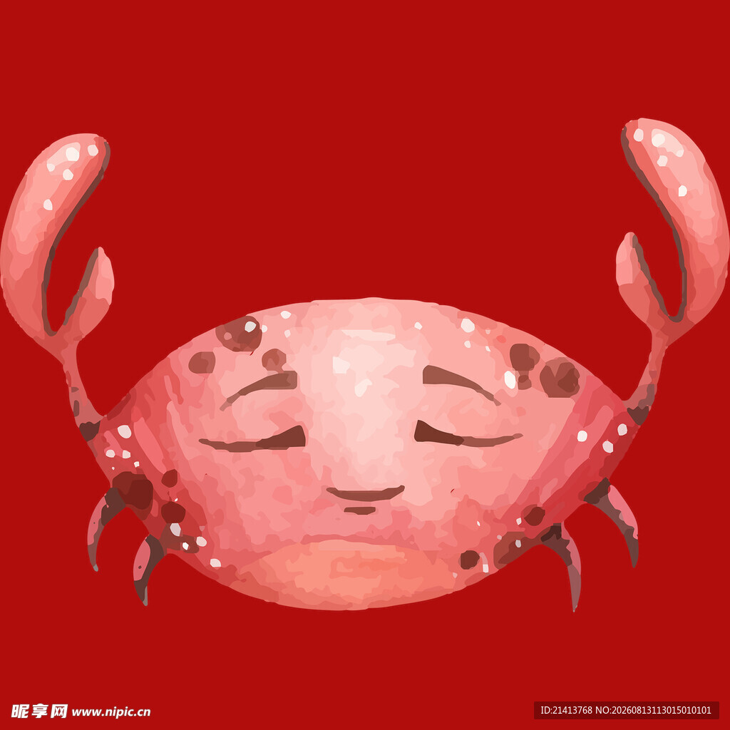 可爱闭眼螃蟹插画