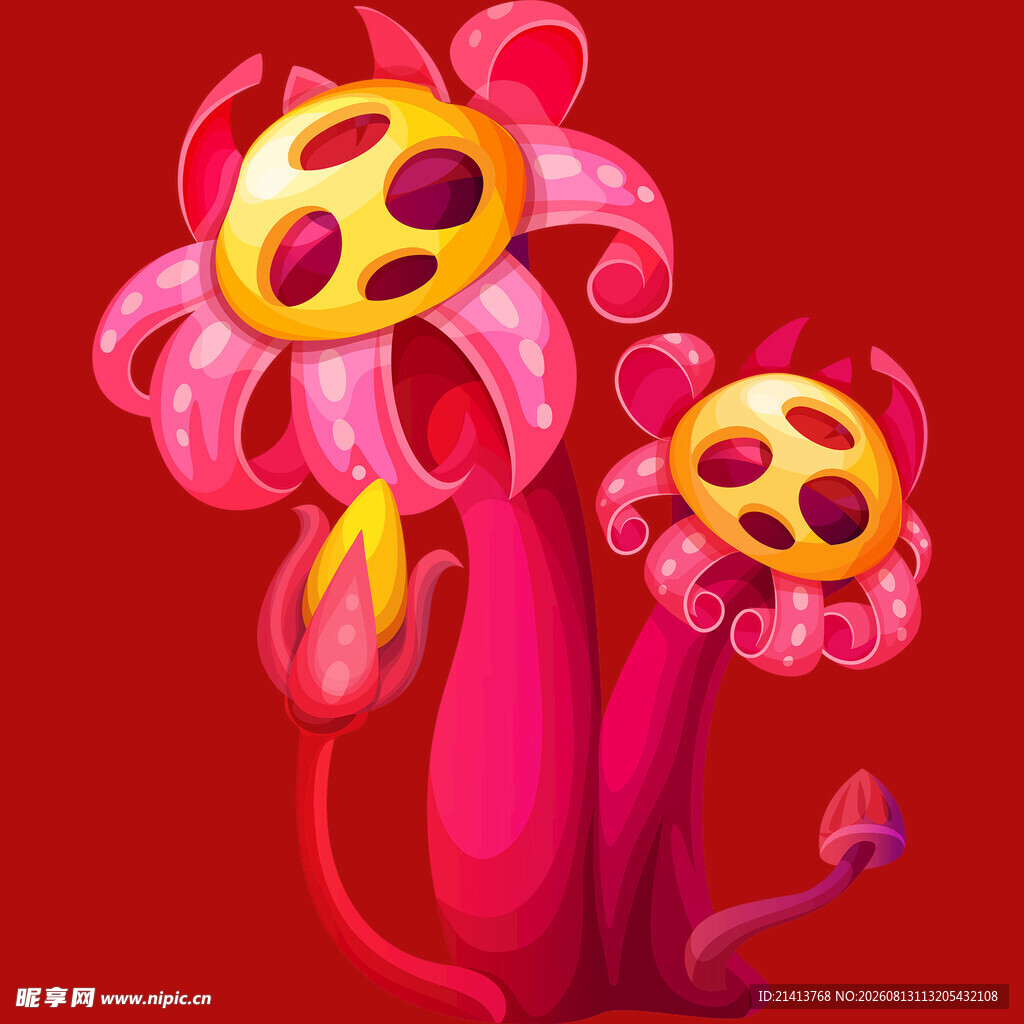 奇幻粉色花朵造型生物