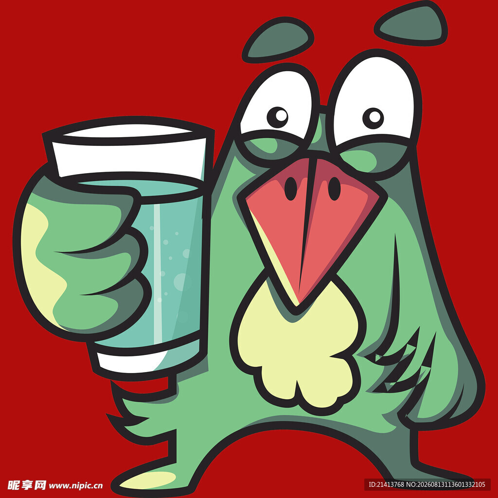 绿鸟举杯