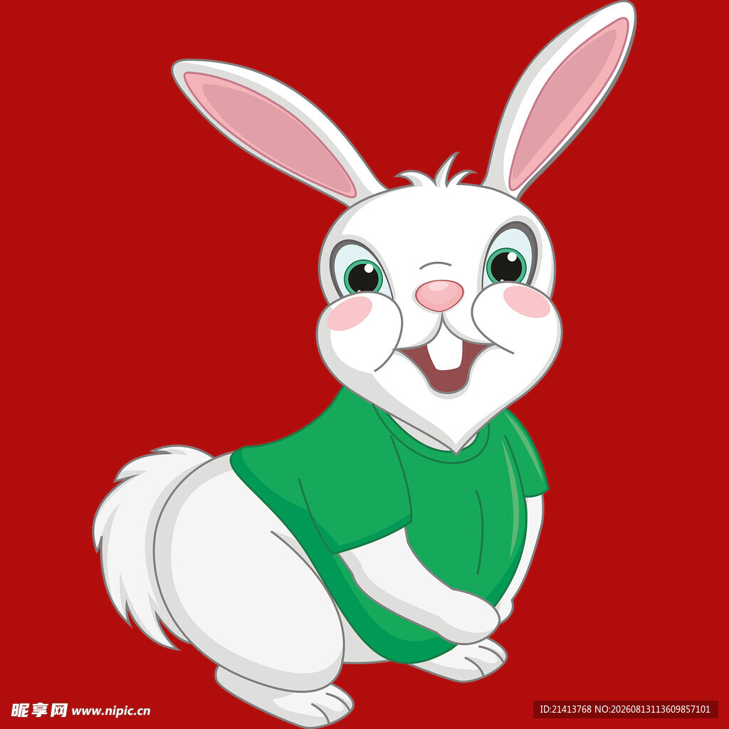 穿绿衣的可爱白兔